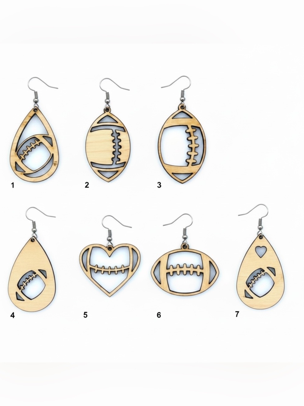 Football Wooden Earrings